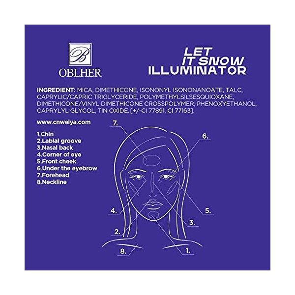 B OBLHER 2 pièces Face Shimmer Surligneur Visage Naturel Surligneur Glow Maquillage Poudre blanche brillante Hypoallergénique