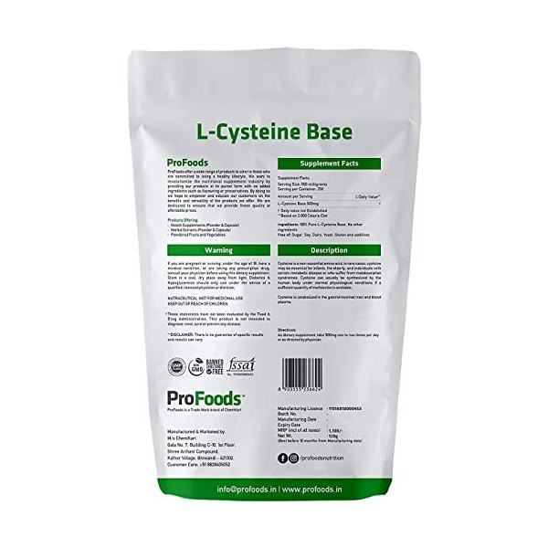 Verem Profoods L Cystéine Base 125 g 