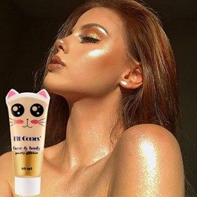 lencyotool Glow Bronzer Paillettes - Illuminateur Shimmer Face Body Glow - Illuminateur Liquide Non Collant pour Le Corps, Bl