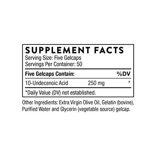 Thorne Research - Formula SF722 - Undecylenic Acid for Gastrointestinal and Gut Flora Support - 250 Gelcaps