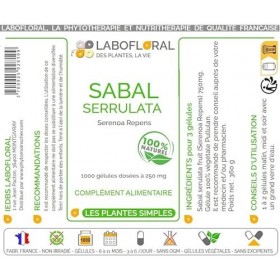 Sabal serrulata Labofloral 1000 gélules dosées à 250 mg - Complément alimentaire - Prostate - Fabriqué en france