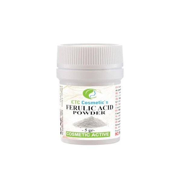 Poudre dacide férulique pure - 5 grammes Pure Ferulic Acid Powder - Un puissant antioxydant et destructeur de radicaux l