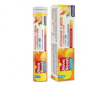 NovaBoost - Vitamine C/Zinc/D3 - Effervescent - Complément Alimentaire - Saveur Orange - x20 Comprimés
