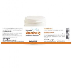 Vitamine D3 naturelle Une dose de soleil en capsules Origine France 1 mois de traitement