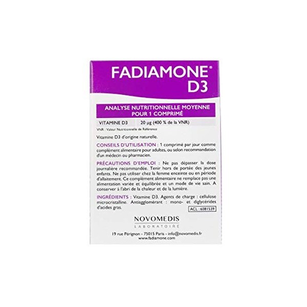 Laboratoire Novomedis Fadiamone D3 Vitamine D3 90 Comprimés