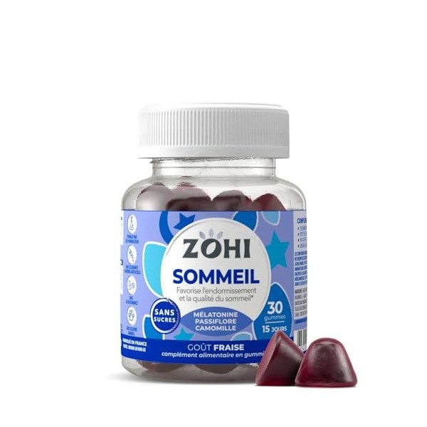 Complément Alimentaire Sommeil -15 jours Gummies Sommeil favorisant lEndormissement et la Qualité du Sommeil- Mélatonine- 30