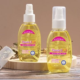 Huile pour la Peau, Huile de Vitamine E Hydratante à Lacide Hyaluronique, pour le Soin des Cheveux, Huile pour le Visage et 