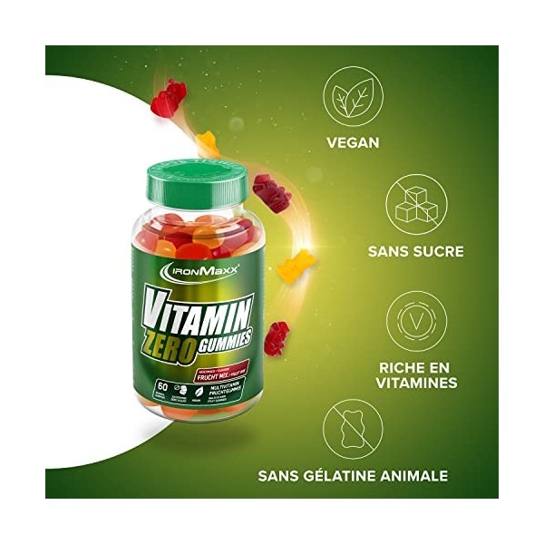 IronMaxx Vitamine Zero Gommes Vegan, 60 pièces