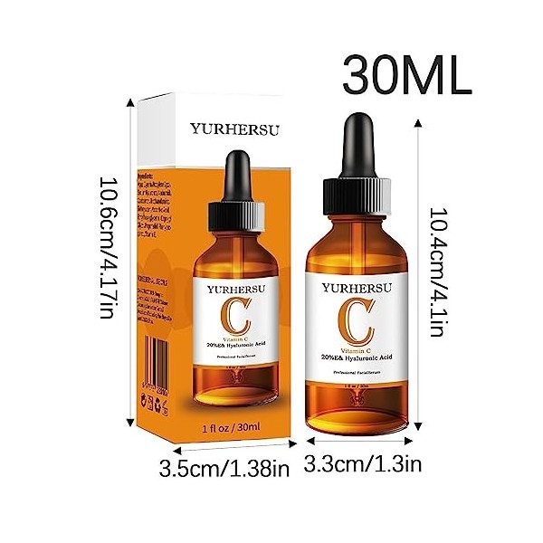 vitamine C, 30 ml dvitamine C à hydratation intense avec acihyaluronique Vitamine E, essence nourrissante pour un teint unif