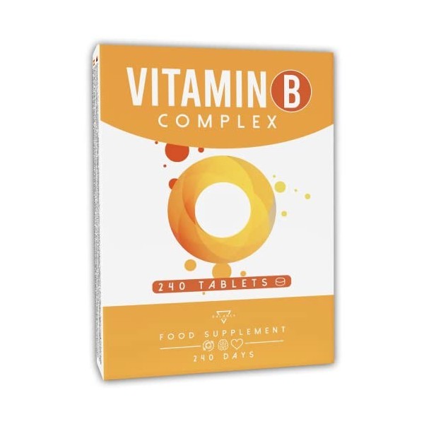 VITAMIN B COMPLEX - 240 Comprimés 8 Mois De Provision | Vitamine B Complex | Vitamines B, B1, B2, B3, B5, B6, B8 Biotine ,