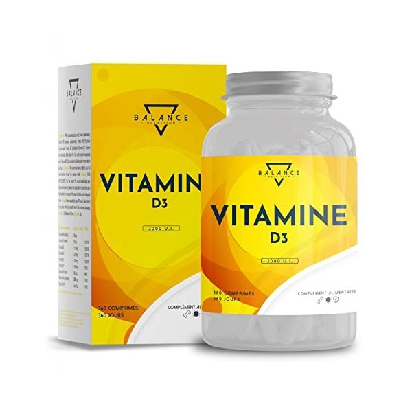 VITAMINE D3 2000UI - 360 COMPRIMÉS 12 mois | Vitamine D | Vitamine D Naturelle | Bien-être des Os, des Dents, des Muscles e