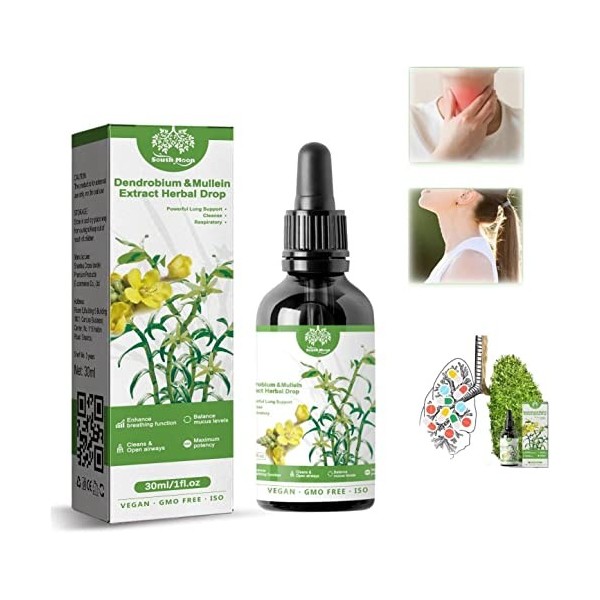 Clearbreath Dendrobium & Mullein Extract- Powerful Lung Support & Cleanse & Respiratory, Herbal Body Care Essence, Dendrobium