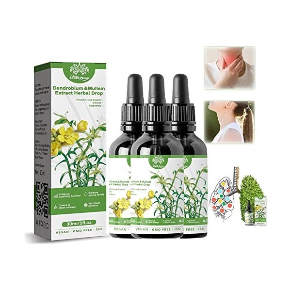 Clearbreath Dendrobium & Mullein Extract- Powerful Lung Support & Cleanse & Respiratory, Herbal Body Care Essence, Dendrobium