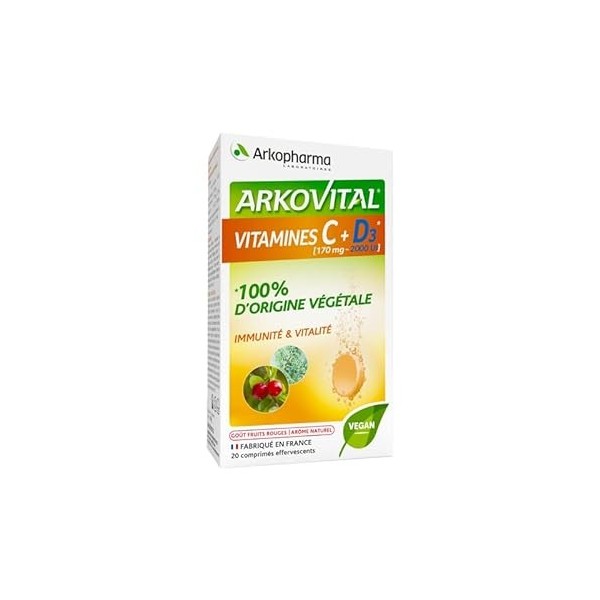 Arkopharma Arkovital Vitamines C + D3 20 Comprimés Effervescents