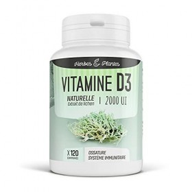 Vitamine D3 Naturelle et Végétale - Extrait de Lichen - 2000ui - 120 Comprimés - Herbes et Plantes