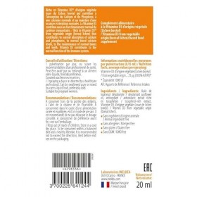 INELDEA SANTE NATURELLE - VITAL D3 Végétale - Riche en vitamine D3 - Maintien du capital osseux - 100% Végan - Spray 20 ml