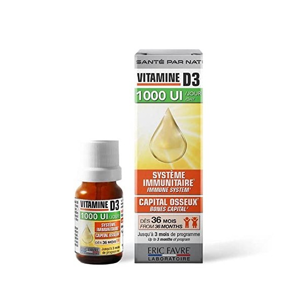 VITAMINE D3 - Vitamines D3 et Vitamine E Naturelles - Renforce Capital Osseux et Système Immunitaire pour tous - Compte-goutt