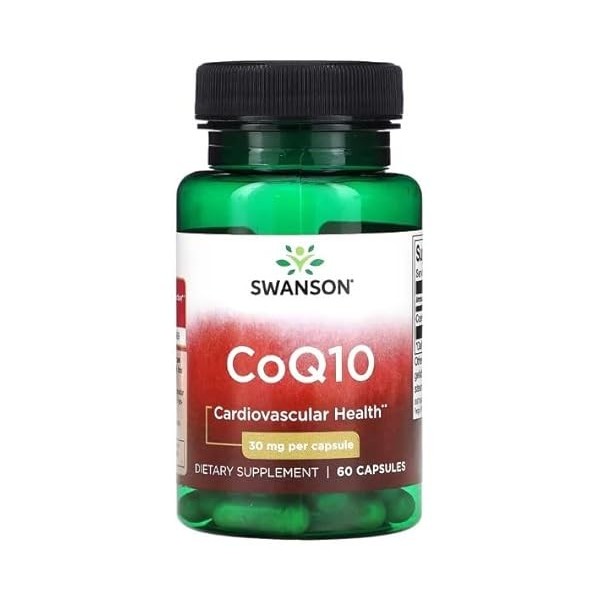 Swanson CoQ10 Coenzyme Q10 30mg - 60 Capsules | Supplément Haute Absorption pour la Santé Cardiaque et Énergétique