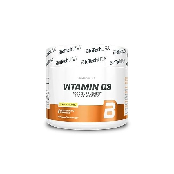 BioTechUSA Vitamine D3, Supplément alimentaire en poudre aromatisé au citron avec de la vitamine D3 et des édulcorants, 150 g