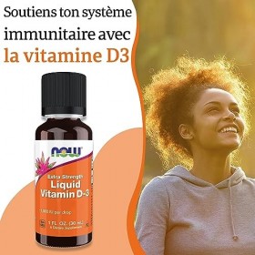 Now Foods, Liquid Vitamin D3, 1.000IU, 30ml, Gouttes de Vitamine D à Base de Lanoline, Testé en Laboratoire, Sans Soja, Sans 