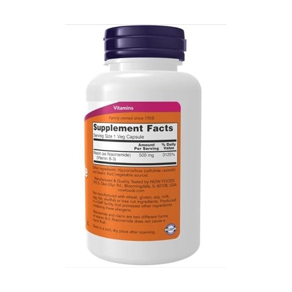 NOW Foods Niacinamide 500 mg – 100 gélules