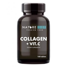 Nature Diet - Collagène avec vitamine C, 180 comprimés, 500 mg | Hydrolysat de collagène