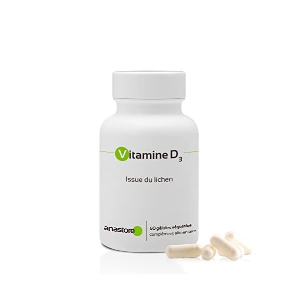 VITAMINE D3 * 25 μg 200 UI / 60 gélules * 100% origine VEGETALE