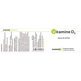 VITAMINE D3 * 25 μg 200 UI / 60 gélules * 100% origine VEGETALE