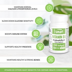 Vitamine D3 - Boost Immunitaire - Aide à Maintenir une Bonne Santé des Os, des Muscles et des Dents - Haute Absorption - Sans