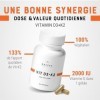 CHEERS – Vitamine D3 & Vitamine K2, 60 Capsules Végétaliennes, Forme Naturelle dalgues de Vitamine D, Supplément de Vitamine