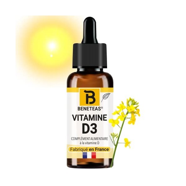 VITAMINE D3 NATURELLE | FRANCE | ENFANT Dès 3 ans, Adulte | à lHuile de colza vierge | système immunitaire, dents, os, muscl