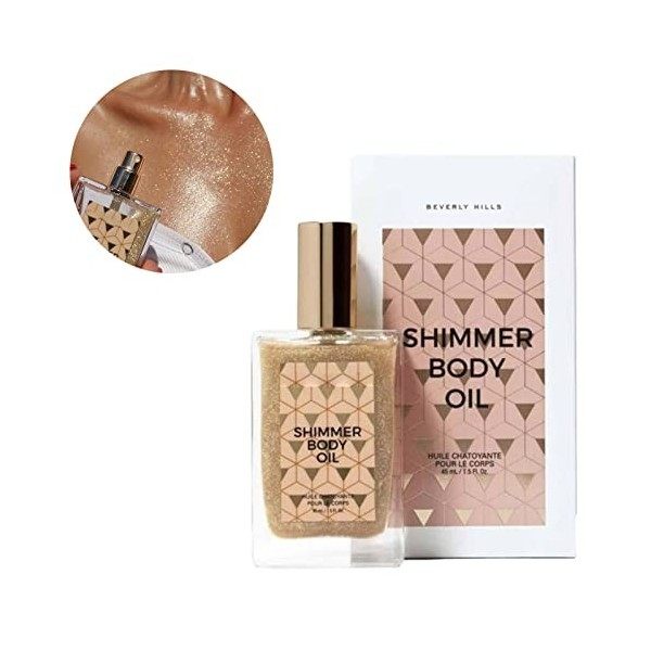 Bronzer Highlighter Liquid 45ml, Gold Body Shimmer Oil, Ultra Smooth Body Highlight, Facile À Appliquer Et À Nettoyer, Illumi