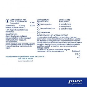 Pure Encapsulations - Vitamine D3 400 U.I. - Maintien dune Fonction Normale du Système Immunitaire - Contribue à lAbsorbtio