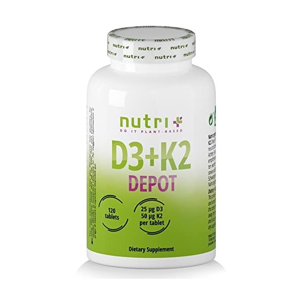 Vitamine D3 K2 MK7 Vegan - Haute dose - Dépôt de vitamine D du lichen 1000 IE 25µg - Végétalien - Cholécalciférol - 50 µg M