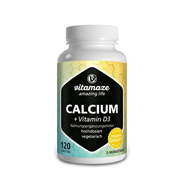 Calcium Vitamine D3 Haute Dose - Complexe Optimal pour la Santé des Os et des Muscles - 600mg de Carbonate de Calcium + 400 U