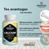 Calcium Vitamine D3 Haute Dose - Complexe Optimal pour la Santé des Os et des Muscles - 600mg de Carbonate de Calcium + 400 U