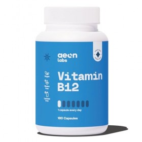 AEON LABS Vitamine B12 1000 µg - 180 Capsules - Contribue à Améliorer lÉnergie, lImmunité et la Fatigue - Dose Journalière 