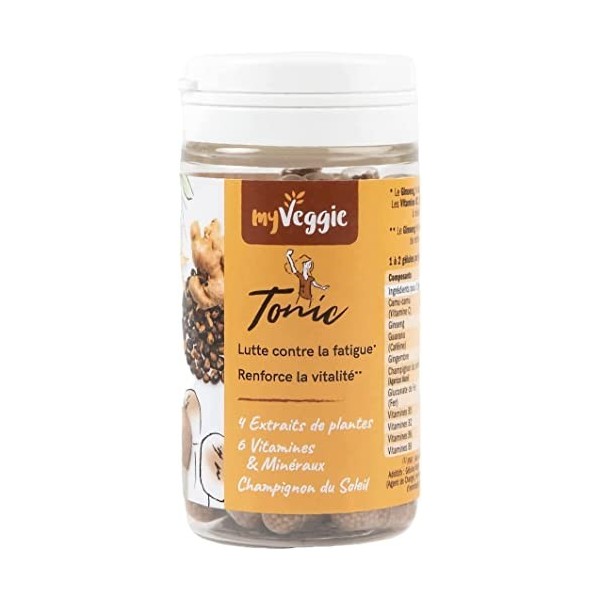 myVeggie - Tonic - Lutte Contre La Fatigue, Renforce La Vitalité, Immunité, Énergie Naturelles, Anti-Carences - Extraits De P