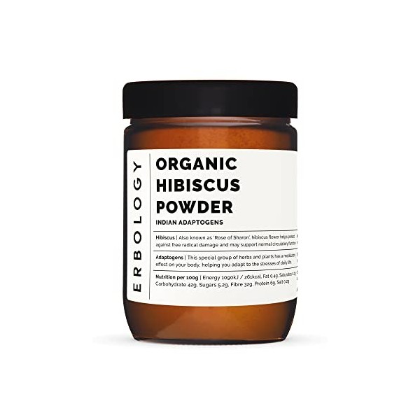 Poudre dhibiscus 100% biologique 250 g - Déstress - Directement de la ferme - Cru, végétalien et sans gluten - Sans OGM