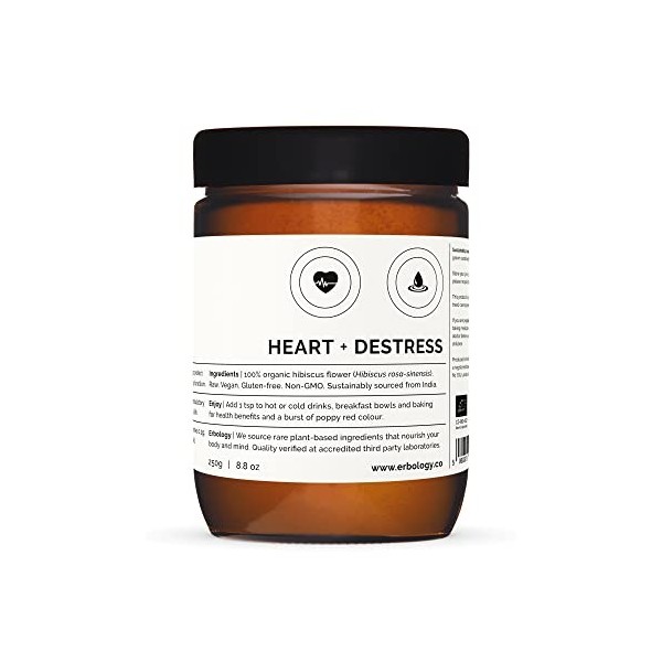 Poudre dhibiscus 100% biologique 250 g - Déstress - Directement de la ferme - Cru, végétalien et sans gluten - Sans OGM