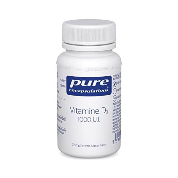 Pure Encapsulations - Vitamine D3 1000 U.I. - Maintien dune Fonction Normale du Système Immunitaire - Contribue à lAbsorbti