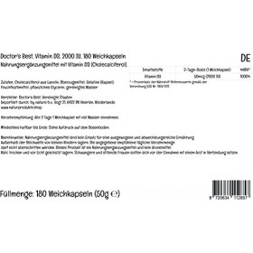 Doctors Best, Vitamine D3, 2000IU, Dépôt de 2 Jours, 180 Gélules, Testé en Laboratoire, Sans Gluten, Sans Soja