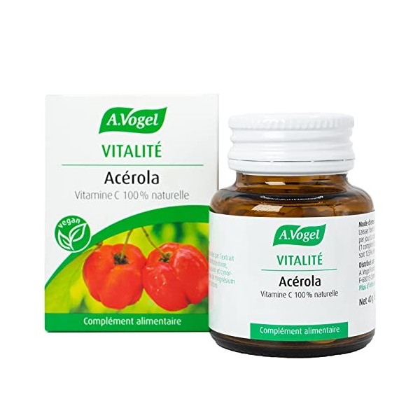 A.VOGEL - Acérola, Complément Alimentaire, Enrichi En Vitamine C 100% Naturelle, Actions Ciblées Vitalité, Laboratoire Suisse