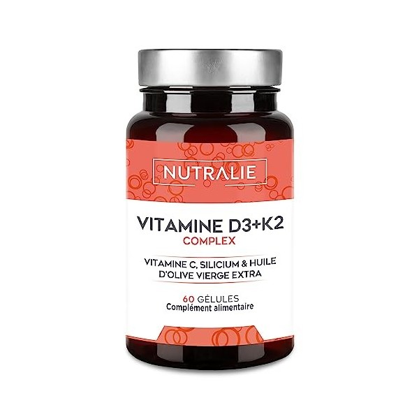 Vitamine D3 10000 IU + K2 MK7 - Système Immunitaire, Os et Muscles - Vitamine D BIO-disponible Haute Dosage avec Vitamin K2 C