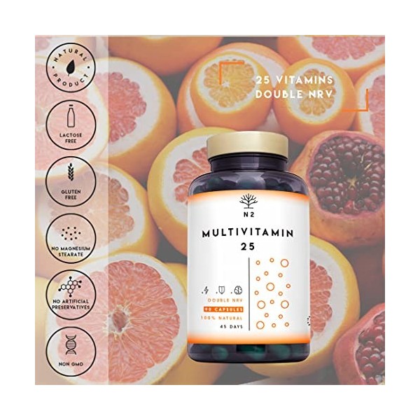 Multivitamines et minéraux, 200% de la dose quotidienne, complexe vitaminique. Magnésium, Vitamine C, Vitamine D, Zinc, B1, B