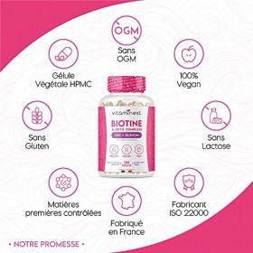 Biotine & Ortie Complexe | Beauté & Croissance des Cheveux, Ongles Renforcés, Éclat de la Peau | Zinc, Sélénium, B5 & B6 | 12