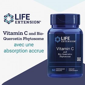 Life Extension, Vitamin C et Bio-Quercetin Phytosom, 1000mg/15mg, Hautement Dosé, 60 Comprimés végétaliens, Testé en Laborato