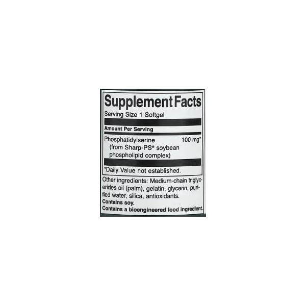 Swanson Phosphatidylserine 100mg - 30 softgels | Soutien de la Fonction Cognitive et Santé Cérébrale, Complément pour Mémoire