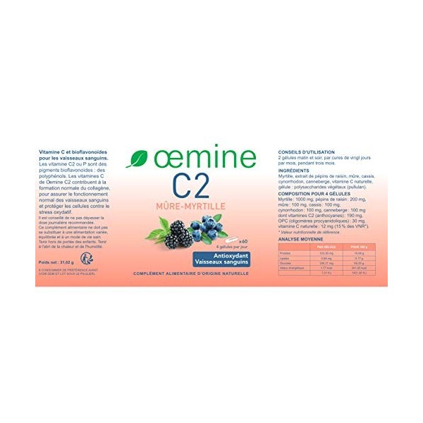 Oemine Vitamine C2 bioflavonoïdes 60 Gélules