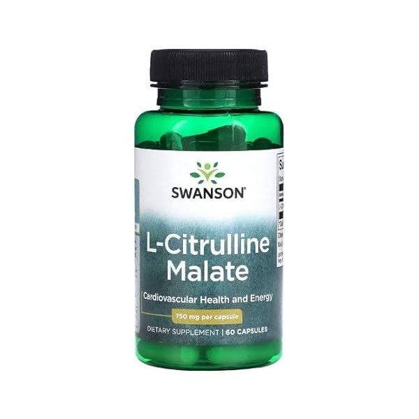 Swanson Complexe L-Citrulline Malate 750mg - 60 Capsules | Supplément pour lEndurance Musculaire et la Performance